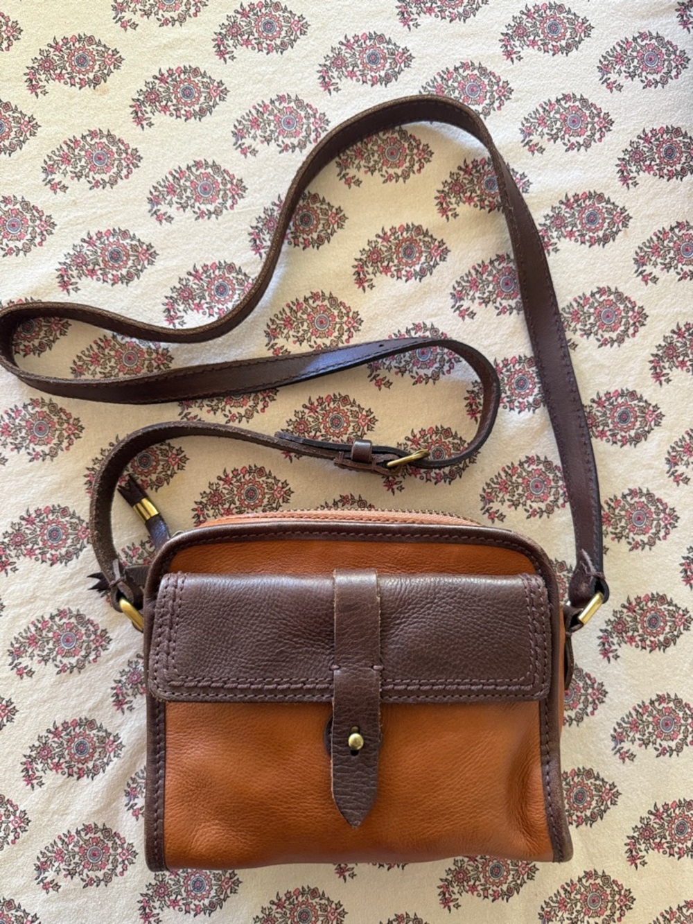 Madewell Brown Two-Tone Leather Crossbody Bag, NWOT